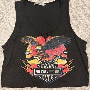 Edikted Black Graphic Tank Top with Red Highlights